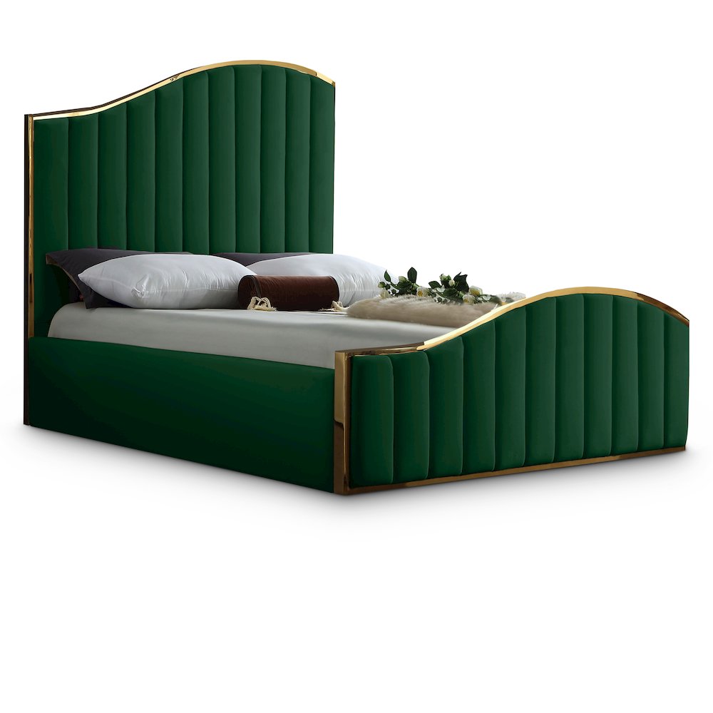 Jolie Green Velvet King Bed. Picture 1