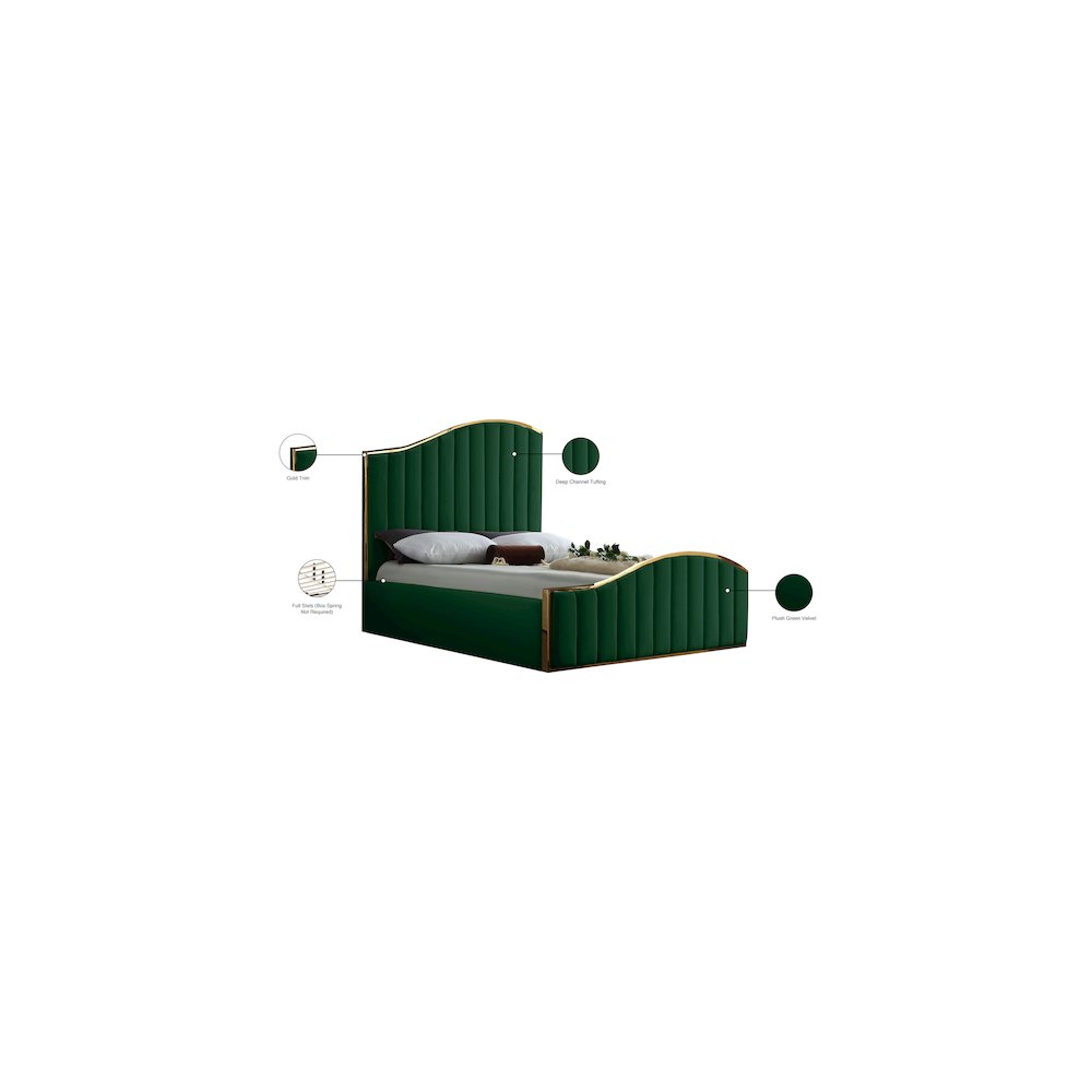Jolie Green Velvet Queen Bed. Picture 4
