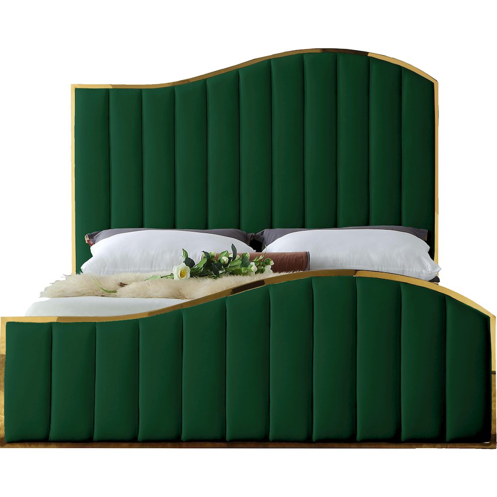 Jolie Green Velvet Queen Bed. Picture 2