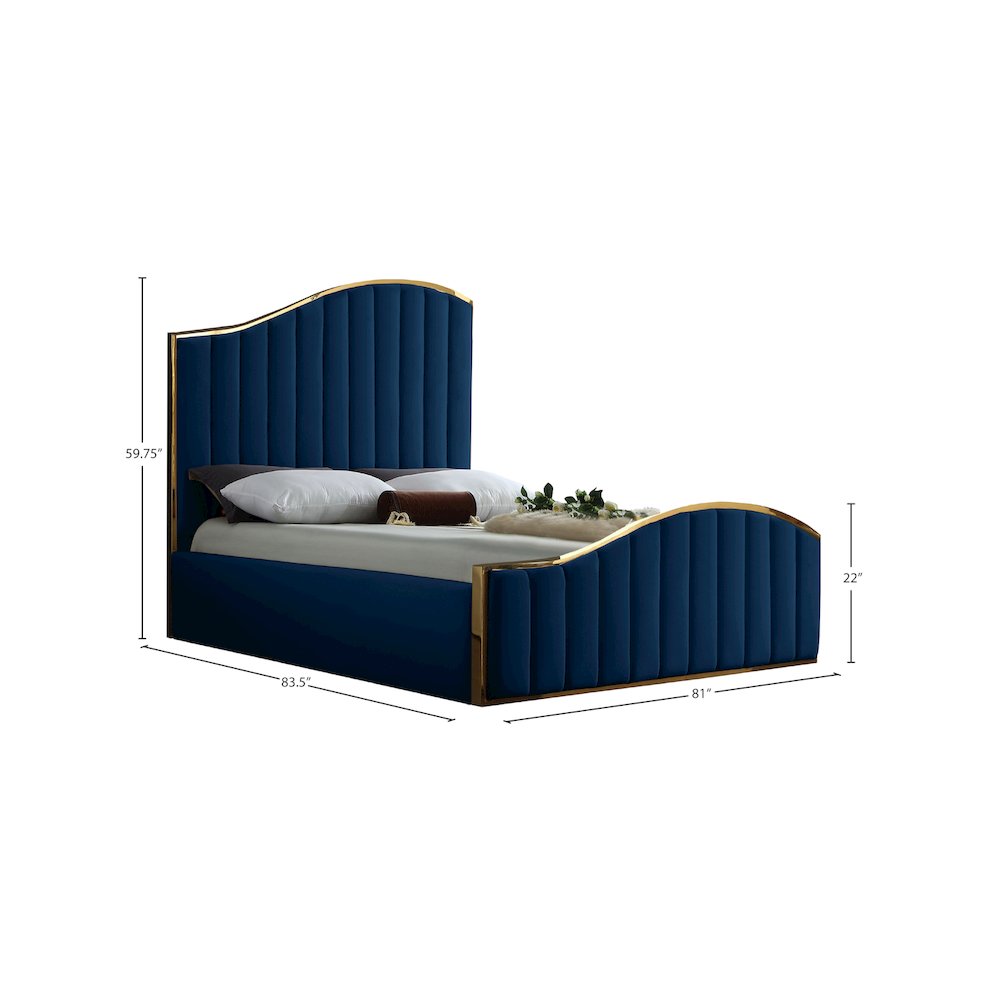 Jolie Navy Velvet King Bed. Picture 3