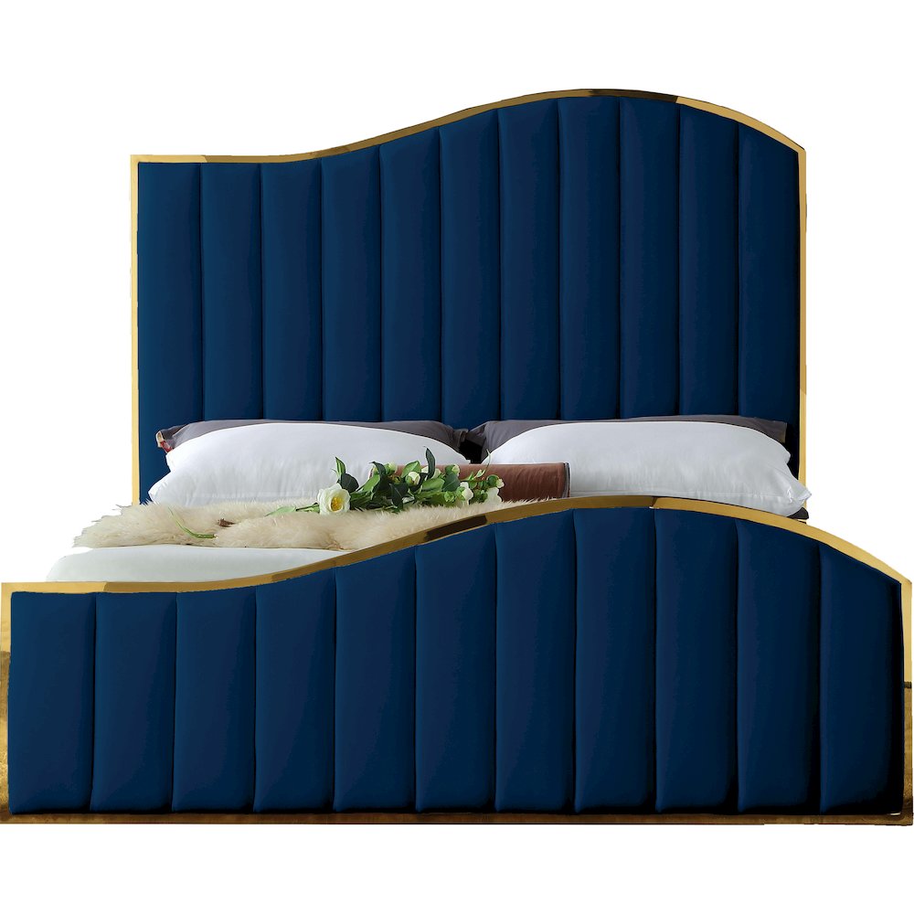 Jolie Navy Velvet King Bed. Picture 2