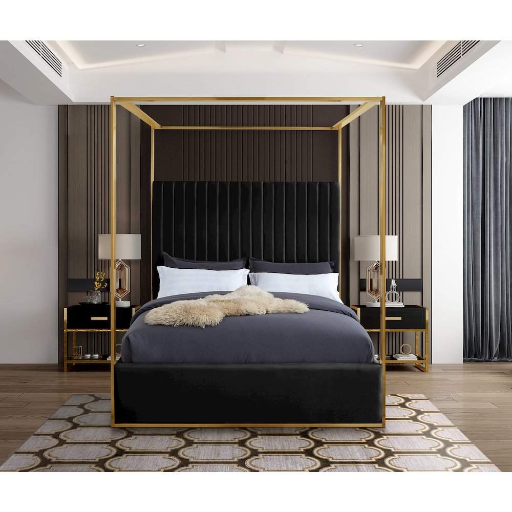 Jones Black Velvet King Bed. Picture 3