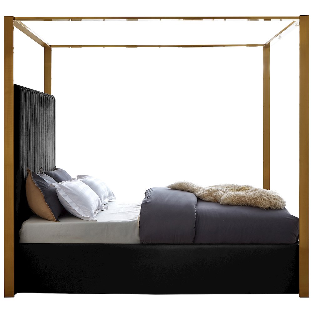 Jones Black Velvet King Bed. Picture 4