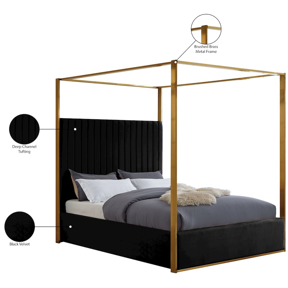 Jones Black Velvet Queen Bed. Picture 7