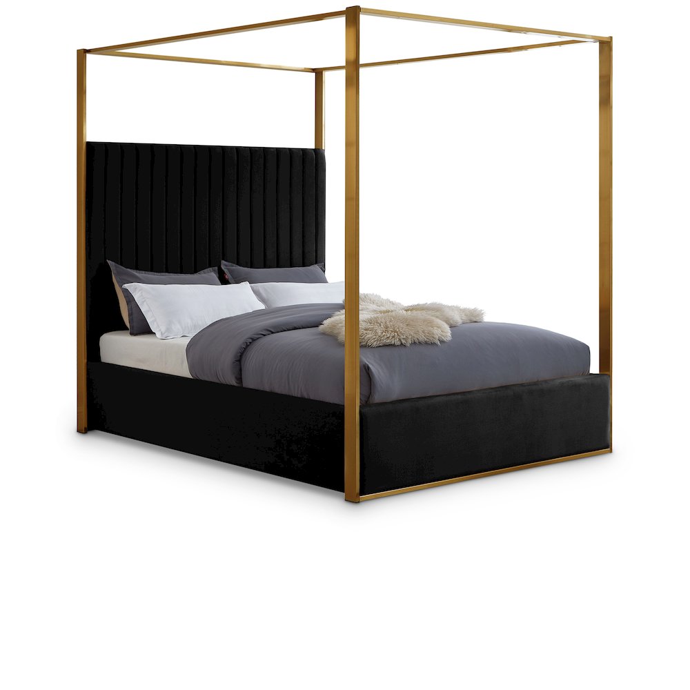 Jones Black Velvet Queen Bed. Picture 1