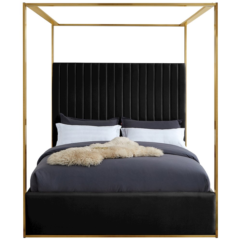Jones Black Velvet Queen Bed. Picture 2