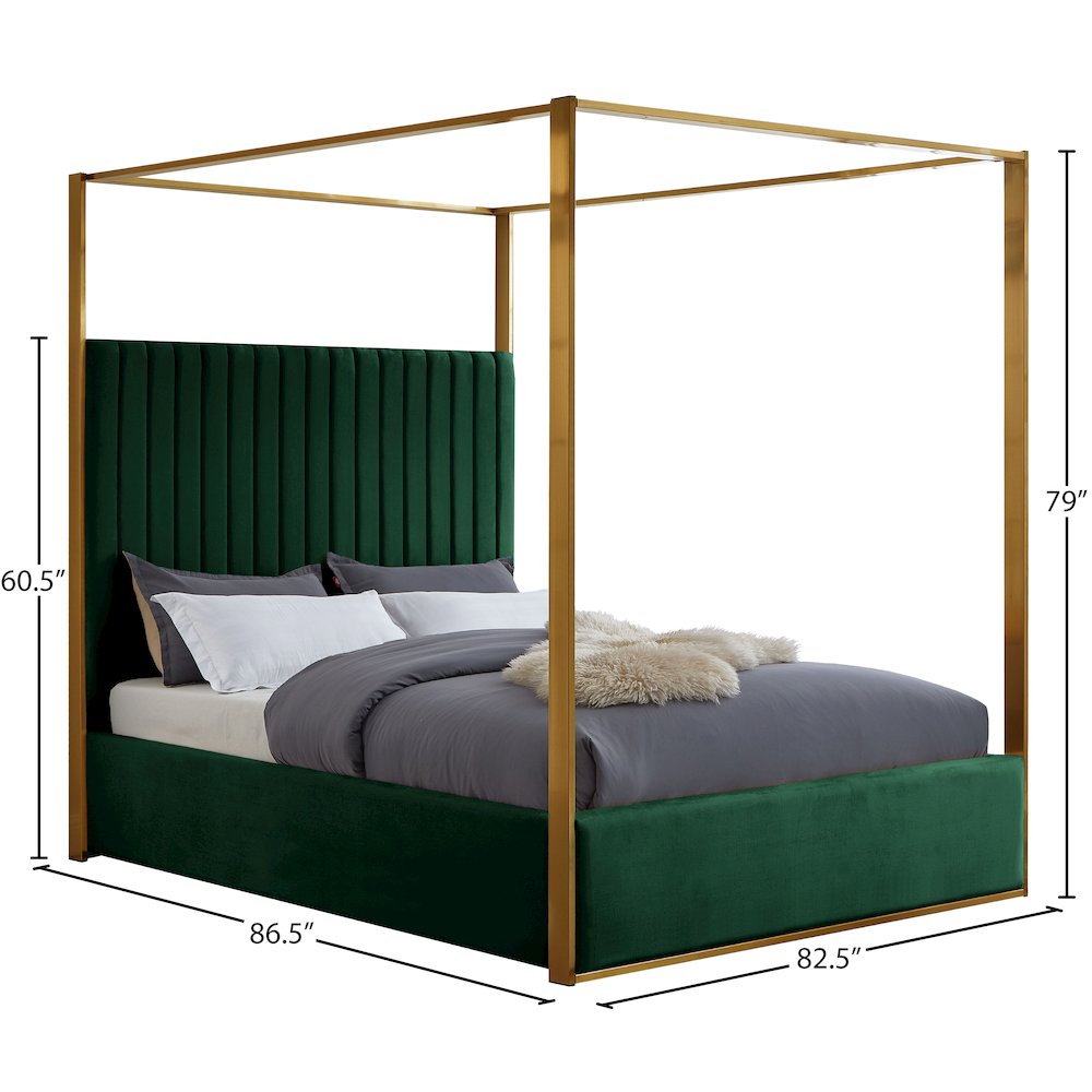 Jones Green Velvet King Bed. Picture 6