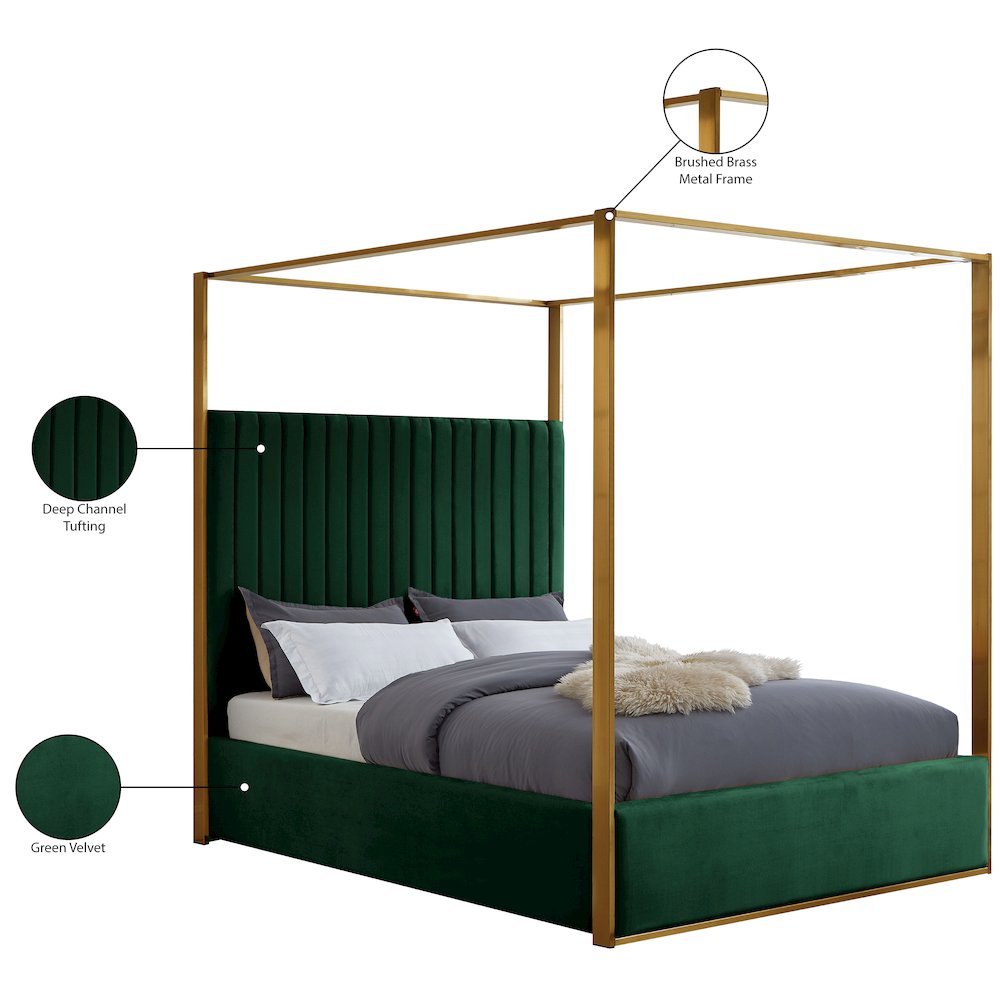 Jones Green Velvet King Bed. Picture 7