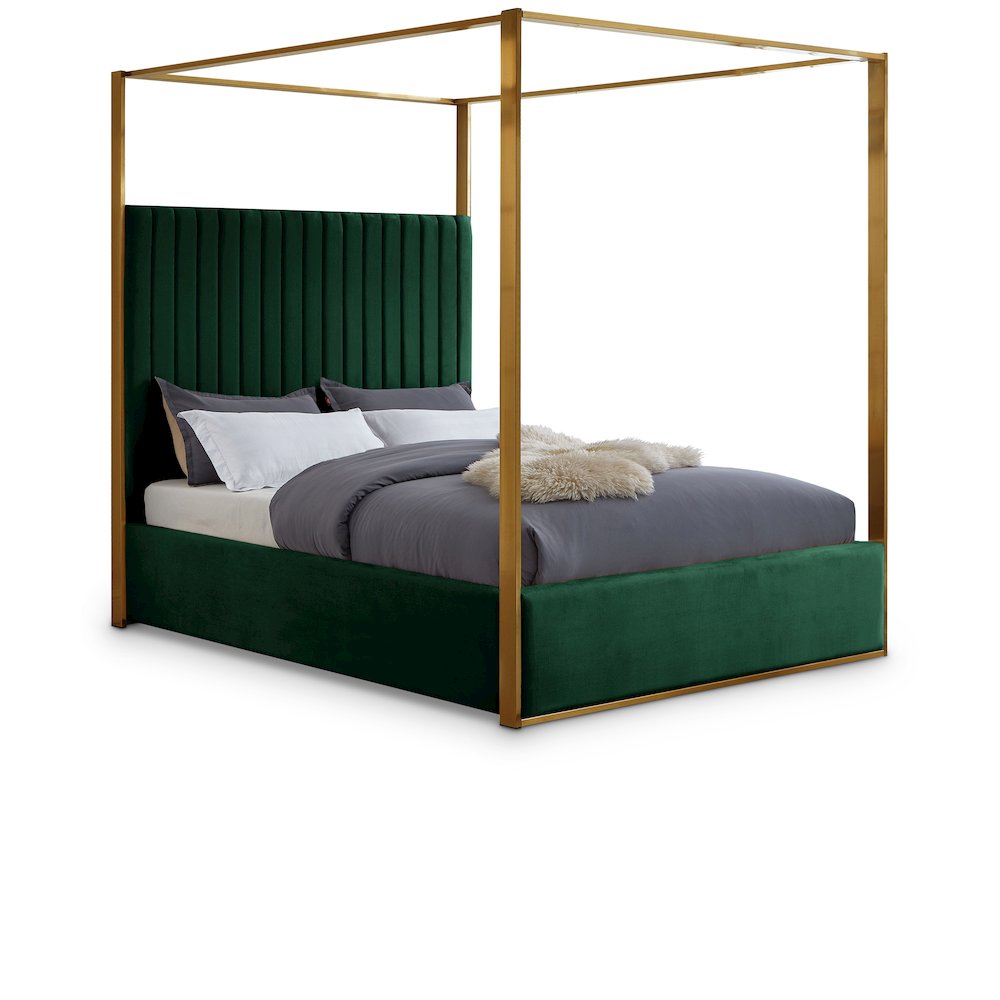 Jones Green Velvet King Bed. Picture 1