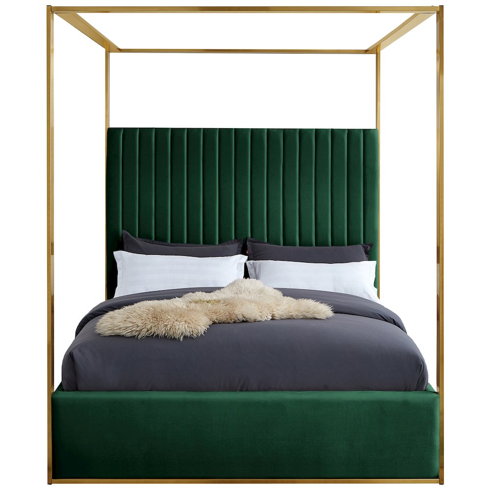 Jones Green Velvet King Bed. Picture 2