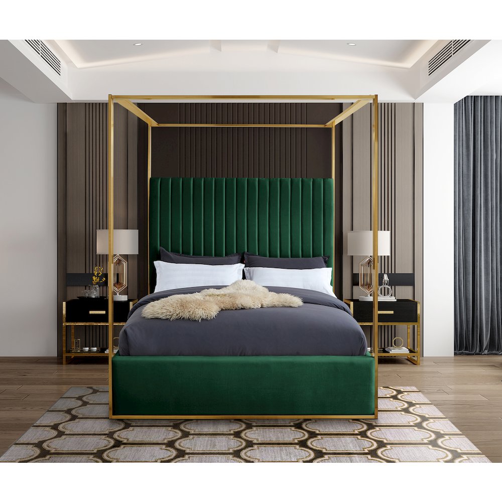 Jones Green Velvet King Bed. Picture 3