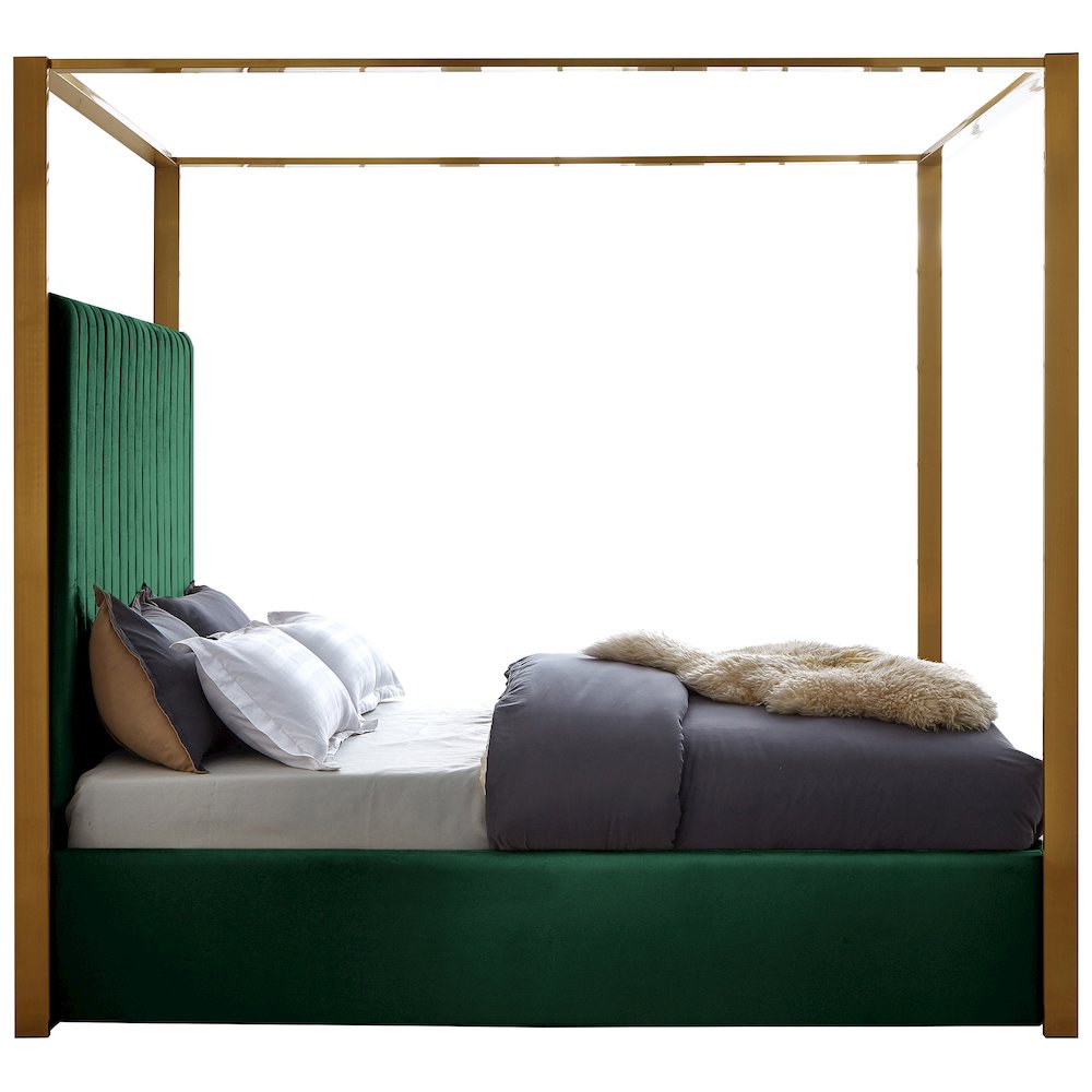 Jones Green Velvet King Bed. Picture 4