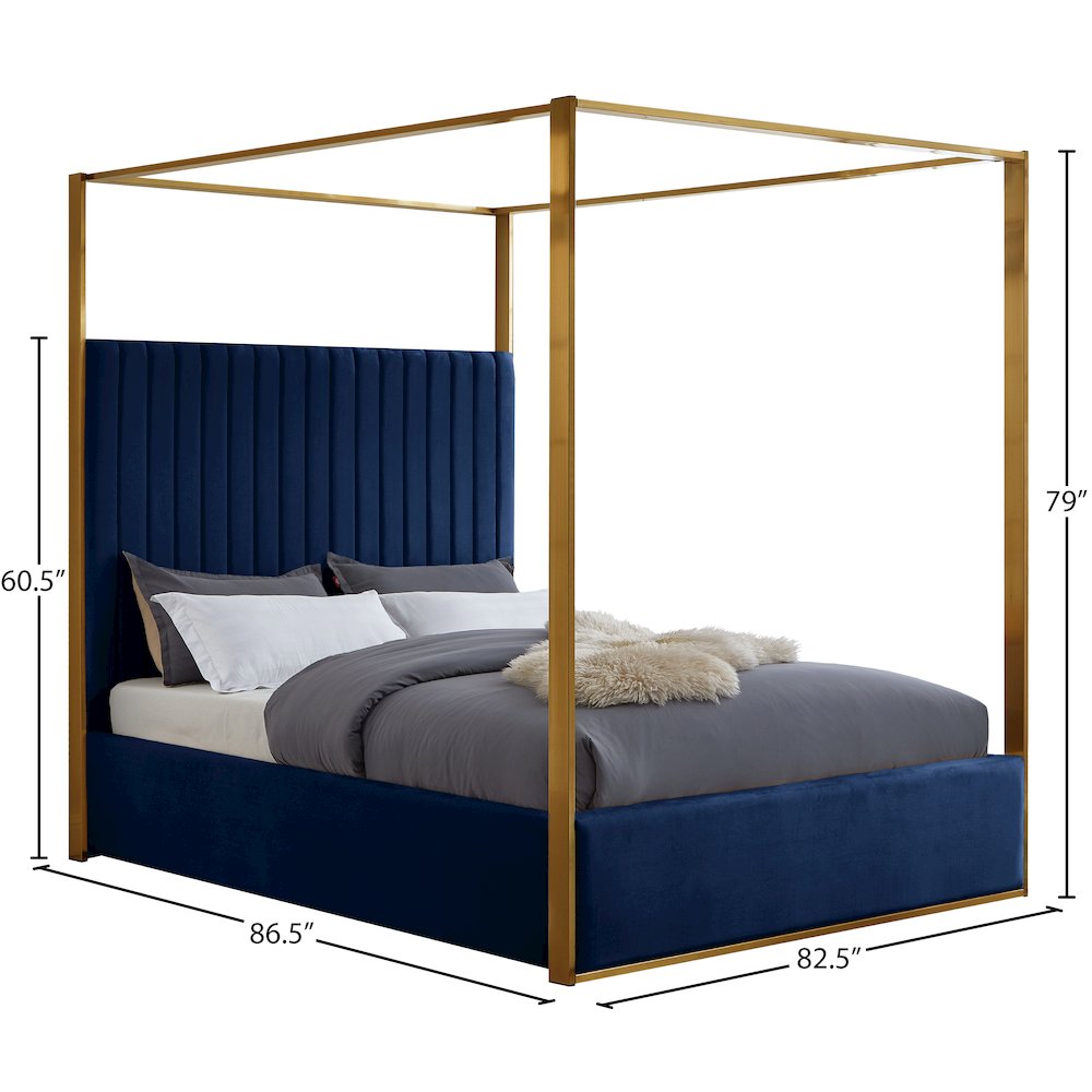 Jones Navy Velvet King Bed. Picture 6