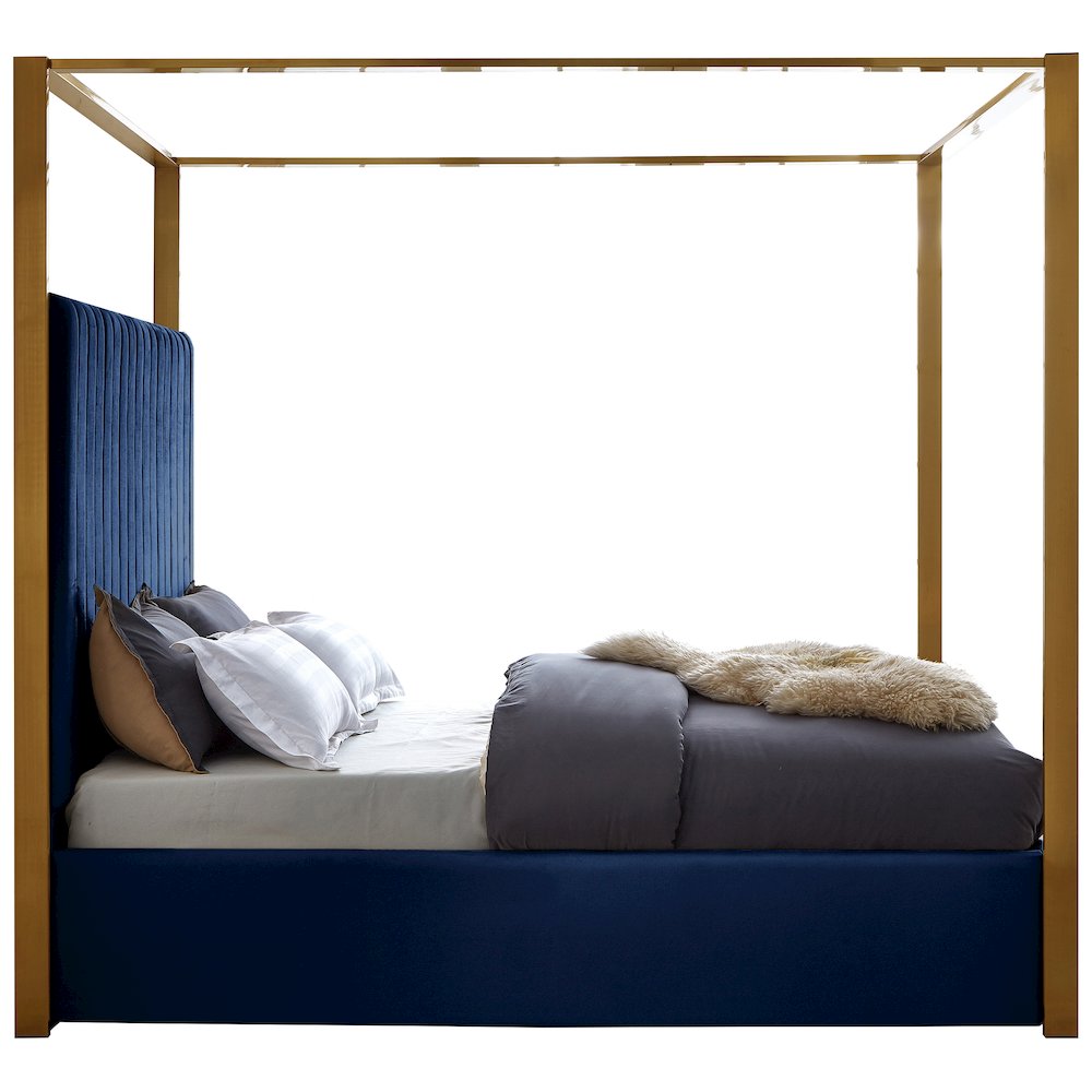Jones Navy Velvet King Bed. Picture 4