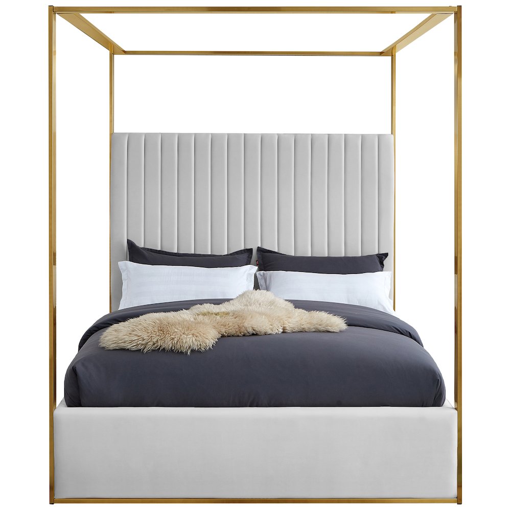 Jones White Vegan Leather King Bed. Picture 2