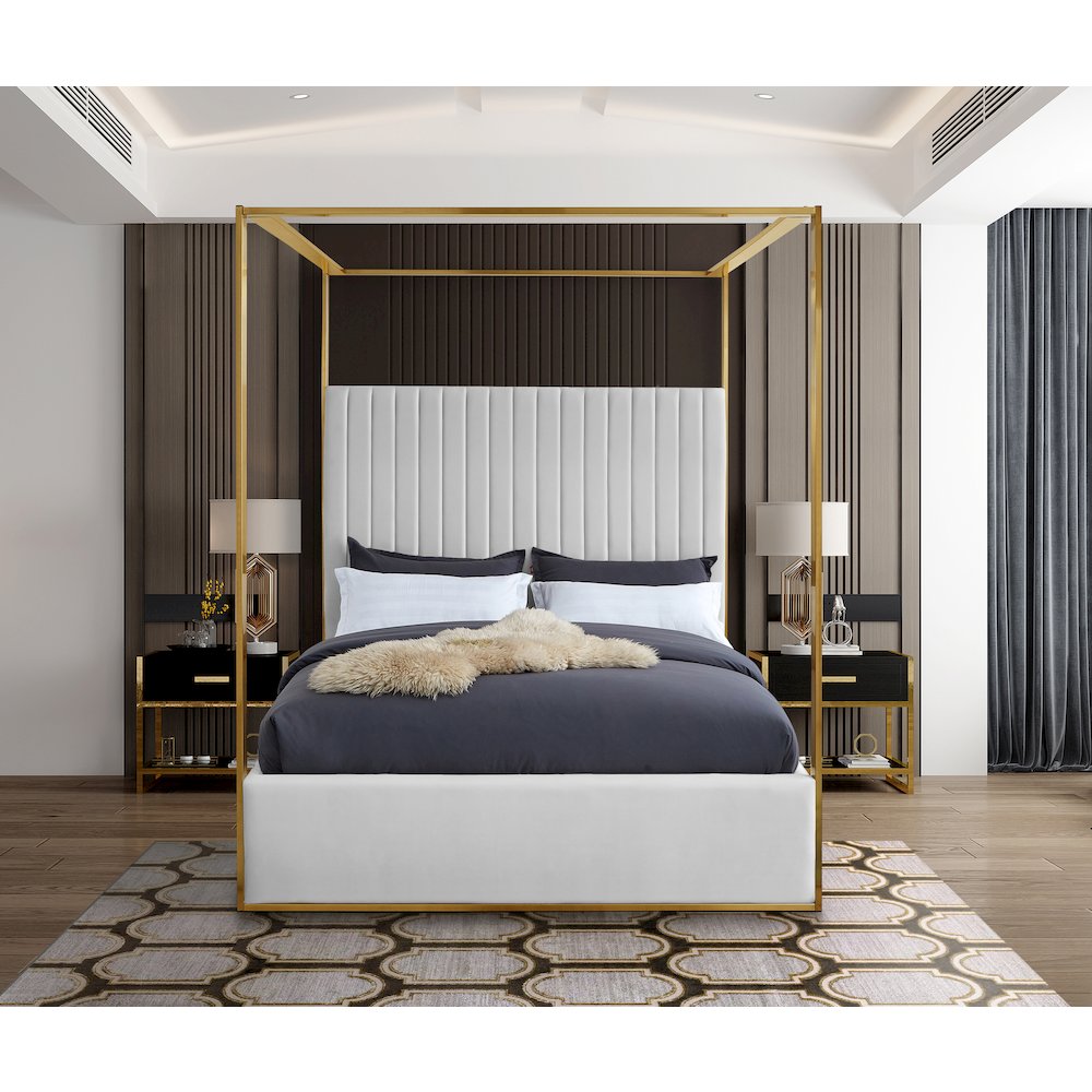 Jones White Vegan Leather King Bed. Picture 3