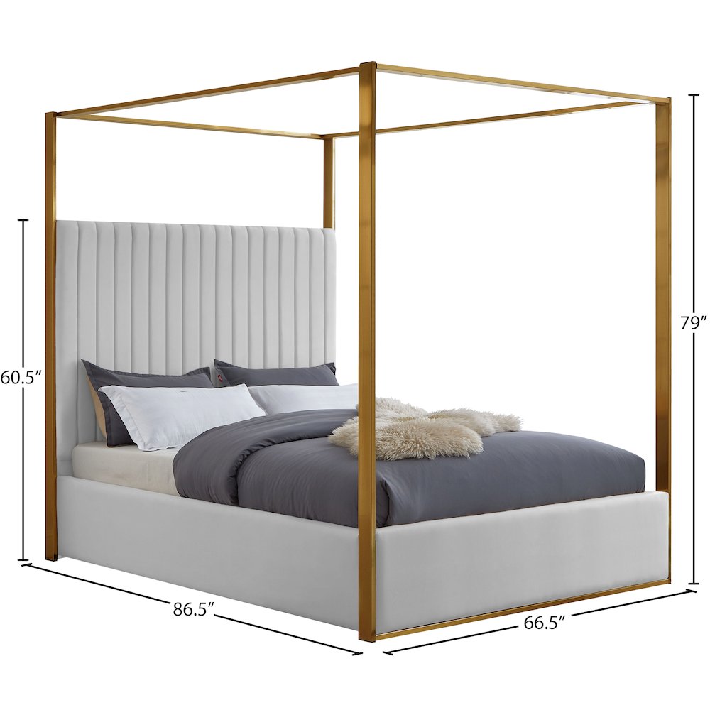 Jones White Vegan Leather Queen Bed. Picture 6