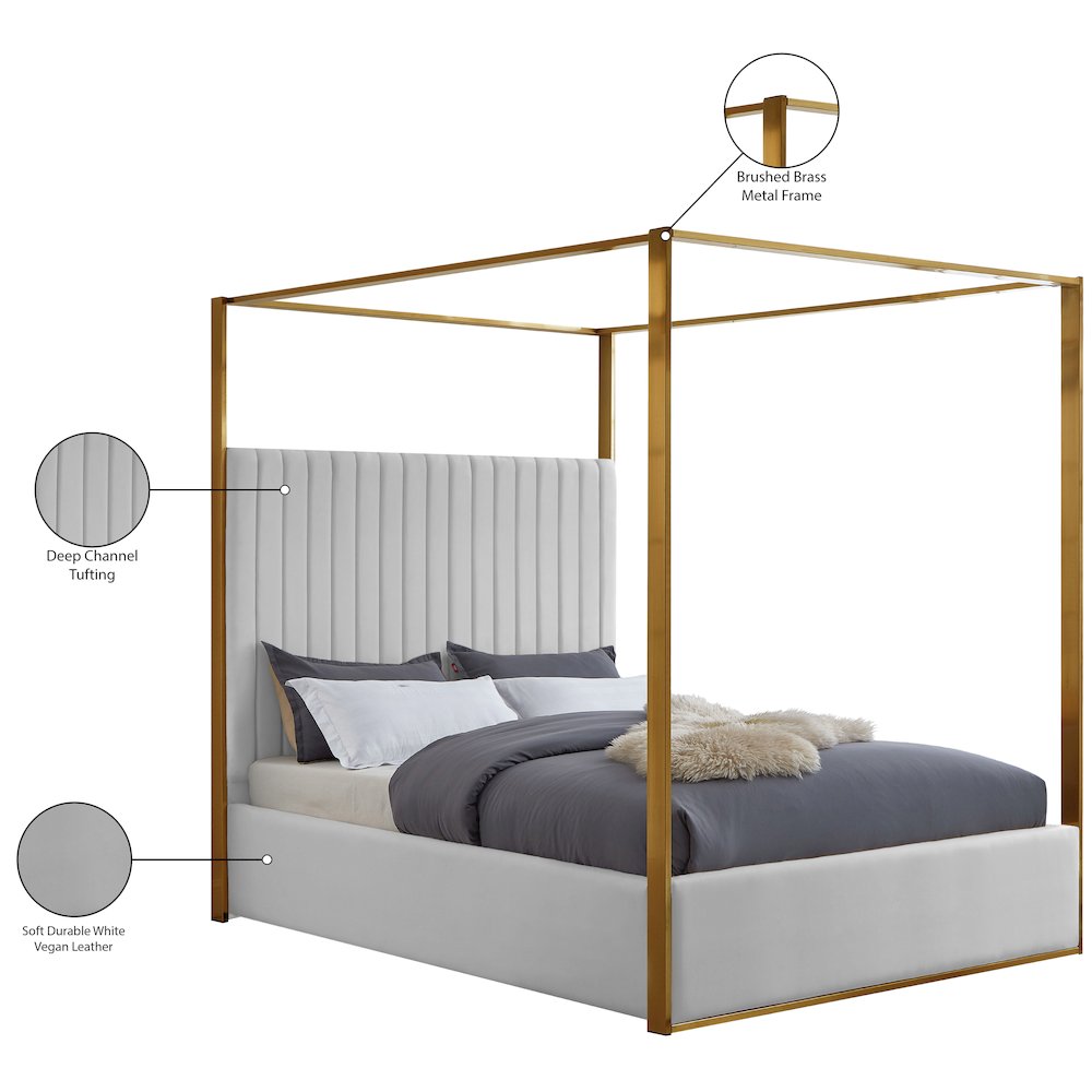 Jones White Vegan Leather Queen Bed. Picture 7