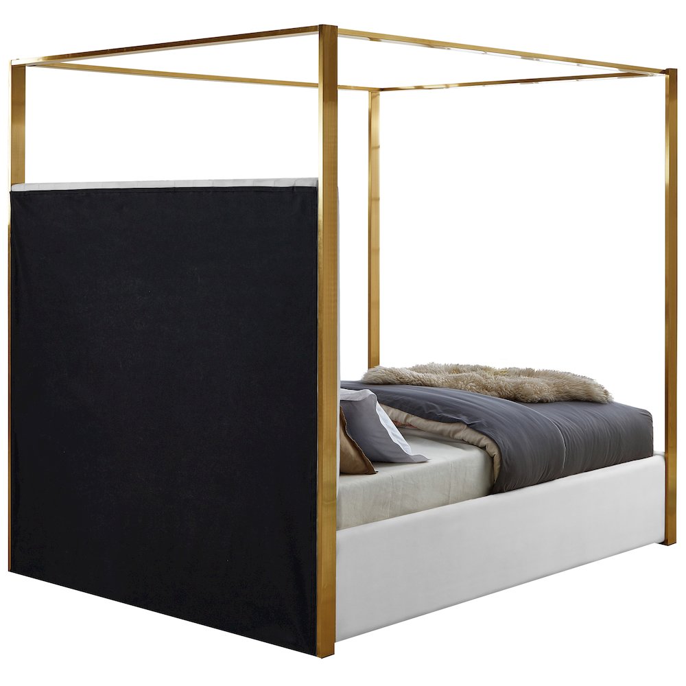 Jones White Vegan Leather Queen Bed. Picture 5