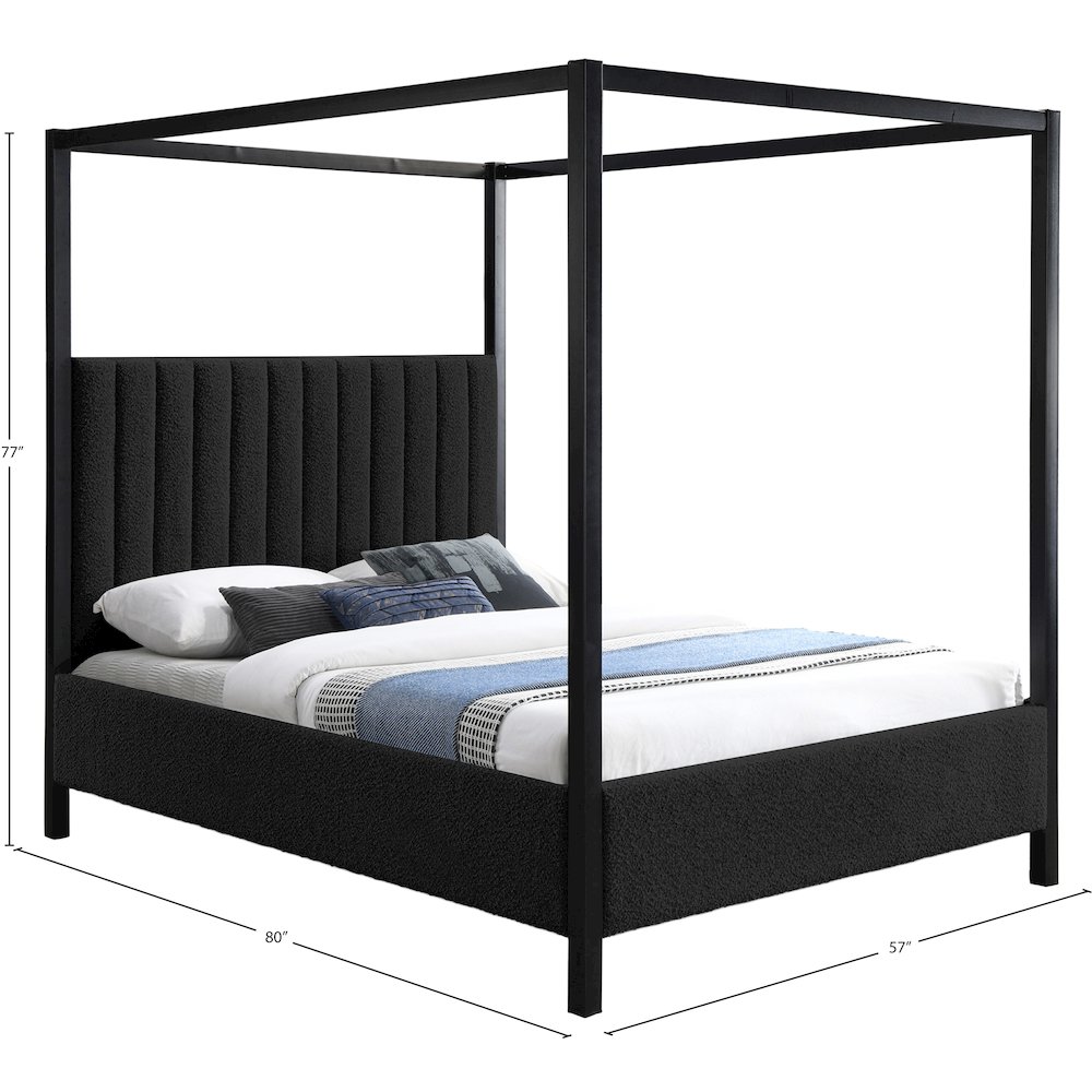 Kelly Black Boucle Fabric Full Bed. Picture 6