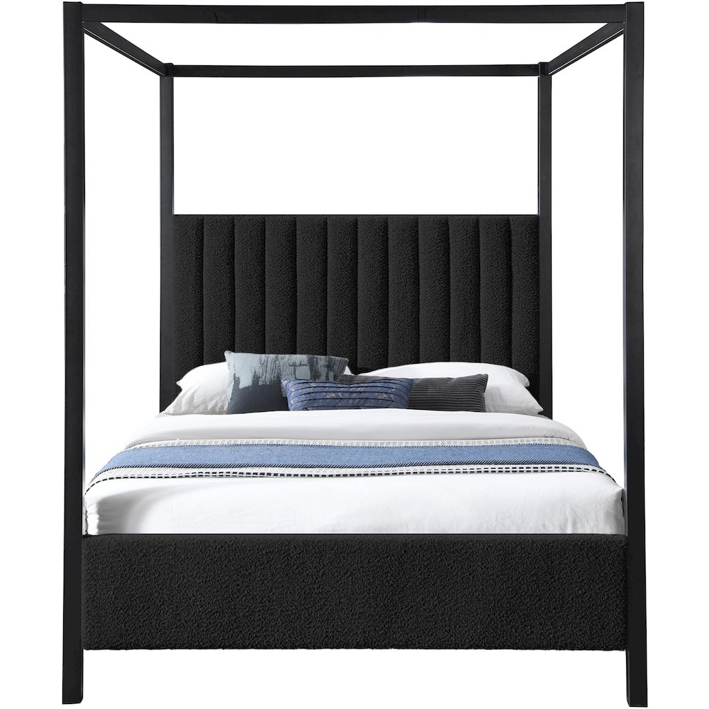 Kelly Black Boucle Fabric Full Bed. Picture 2