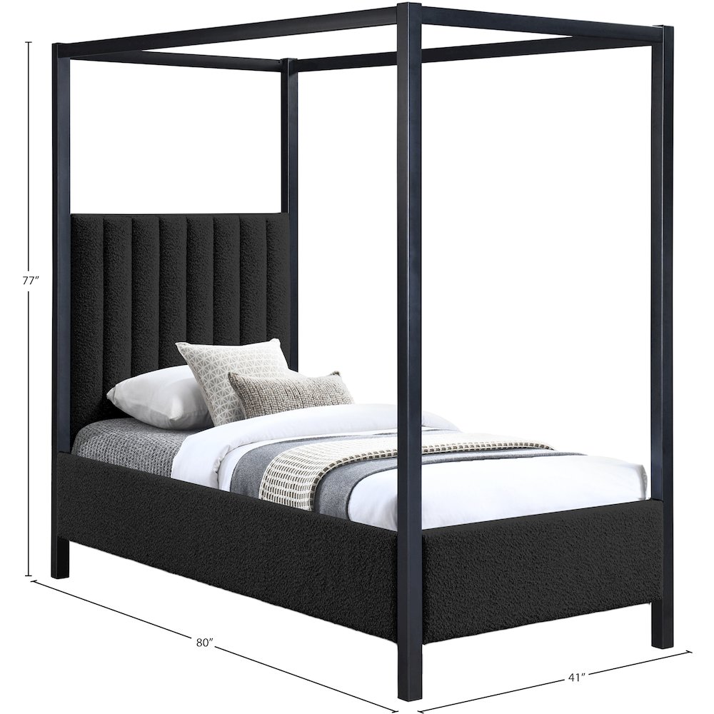 Kelly Black Boucle Fabric Twin Bed. Picture 6