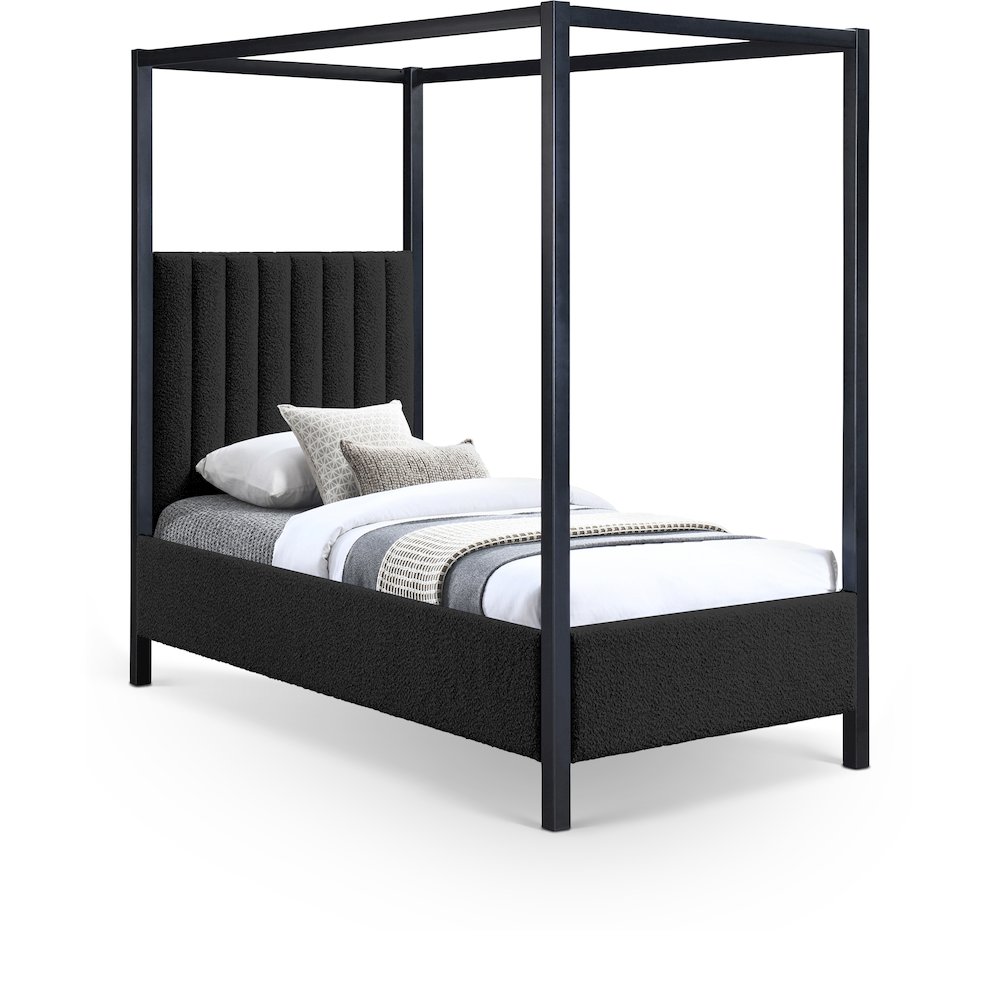 Kelly Black Boucle Fabric Twin Bed. Picture 1