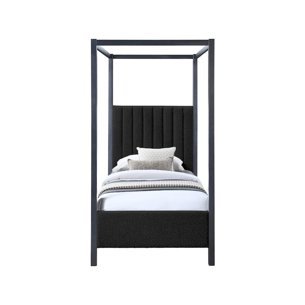 Kelly Black Boucle Fabric Twin Bed. Picture 2