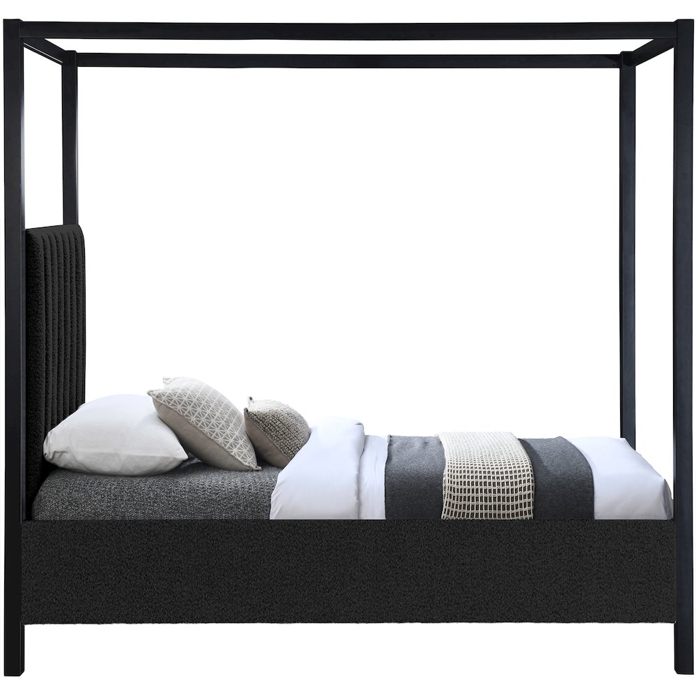 Kelly Black Boucle Fabric Twin Bed. Picture 3