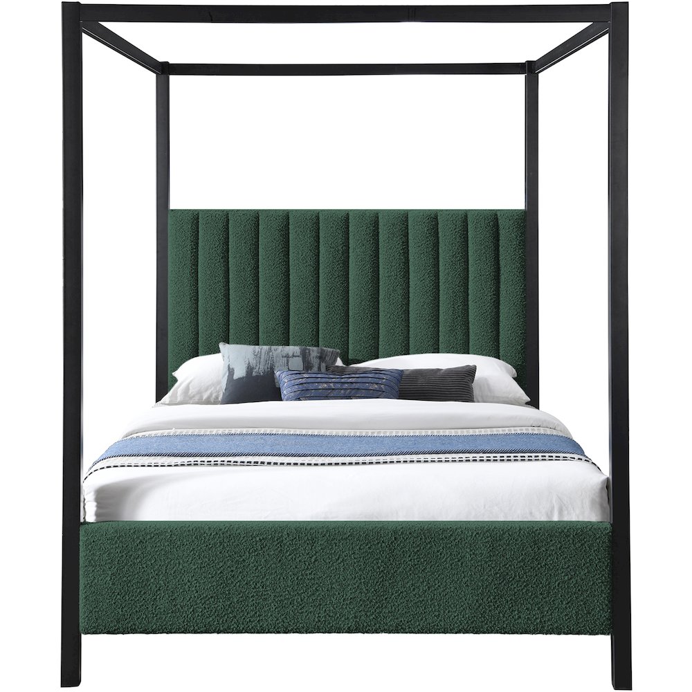 Kelly Green Boucle Fabric Full Bed. Picture 2