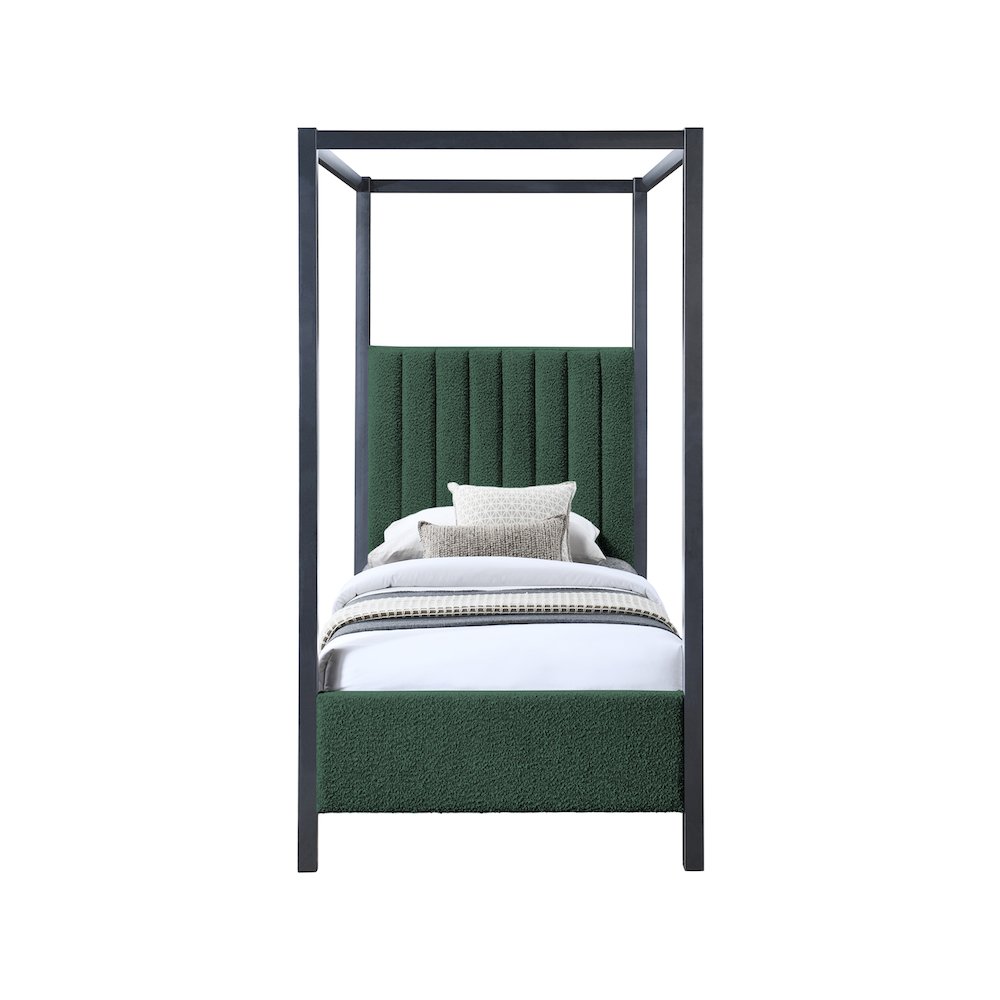Kelly Green Boucle Fabric Twin Bed. Picture 2