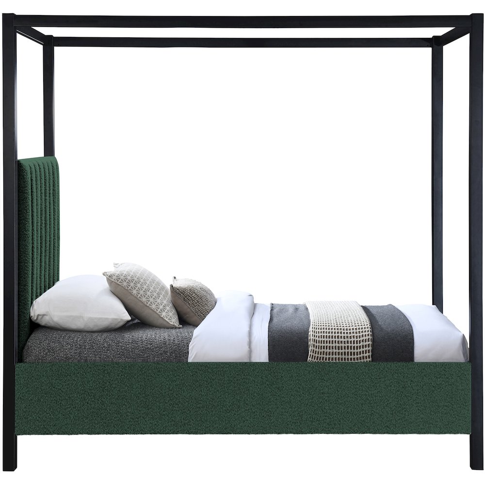 Kelly Green Boucle Fabric Twin Bed. Picture 3