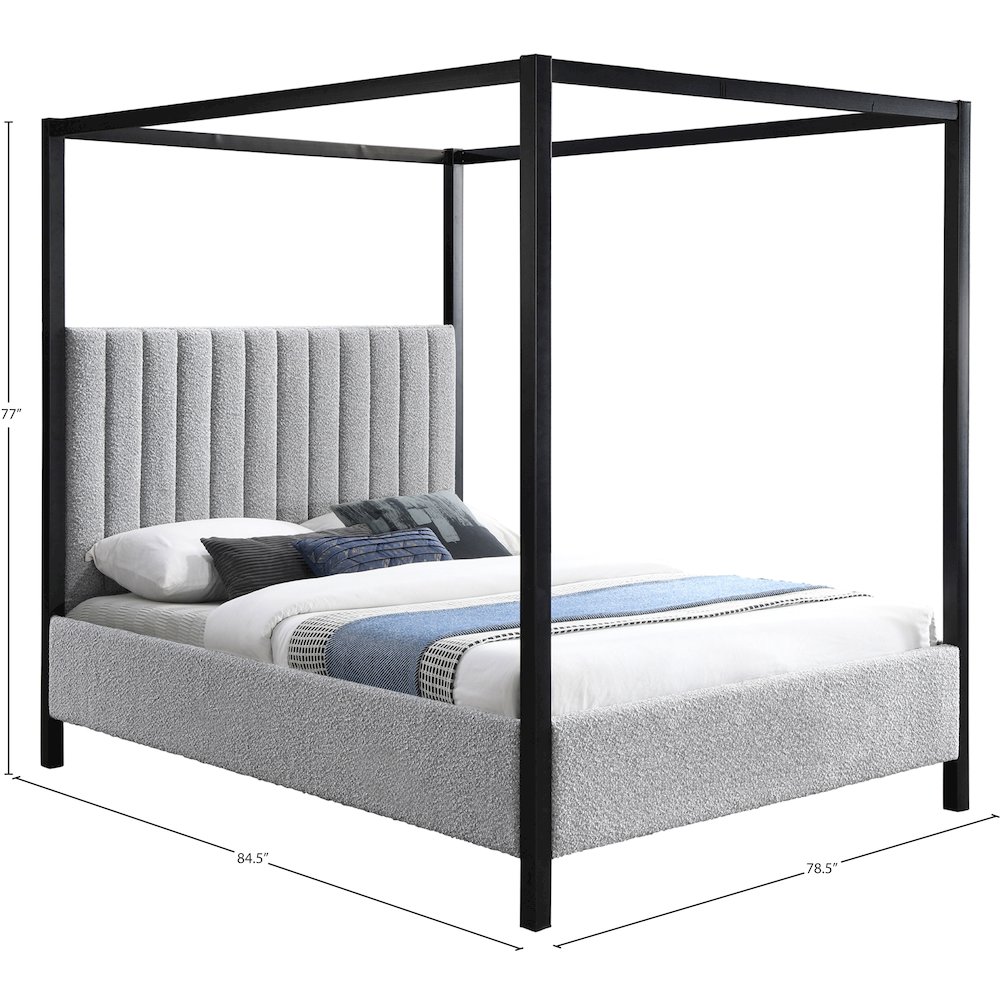 Kelly Grey Boucle Fabric King Bed. Picture 6