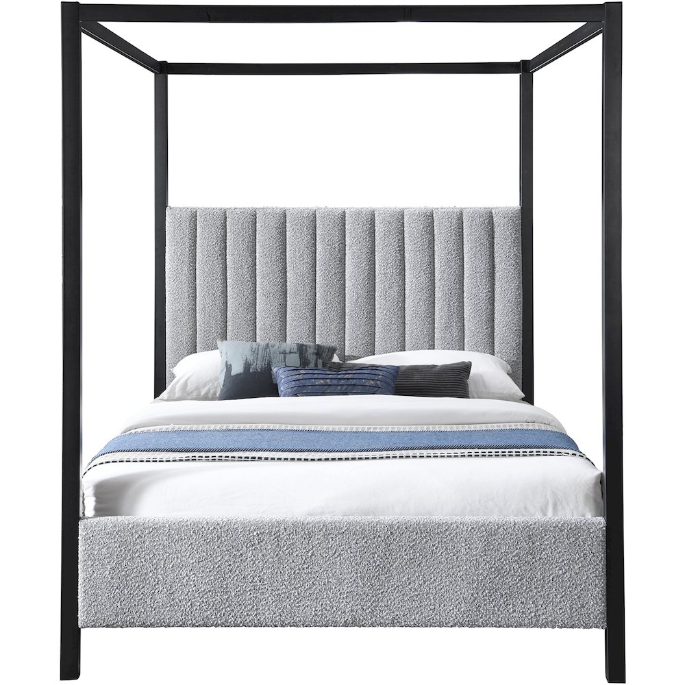 Kelly Grey Boucle Fabric King Bed. Picture 2
