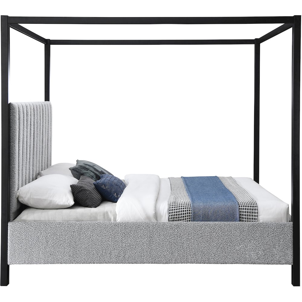Kelly Grey Boucle Fabric King Bed. Picture 3