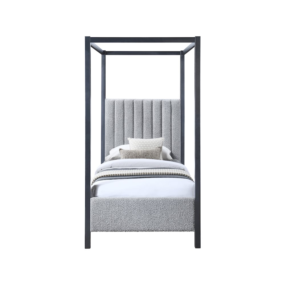 Kelly Grey Boucle Fabric Twin Bed. Picture 2