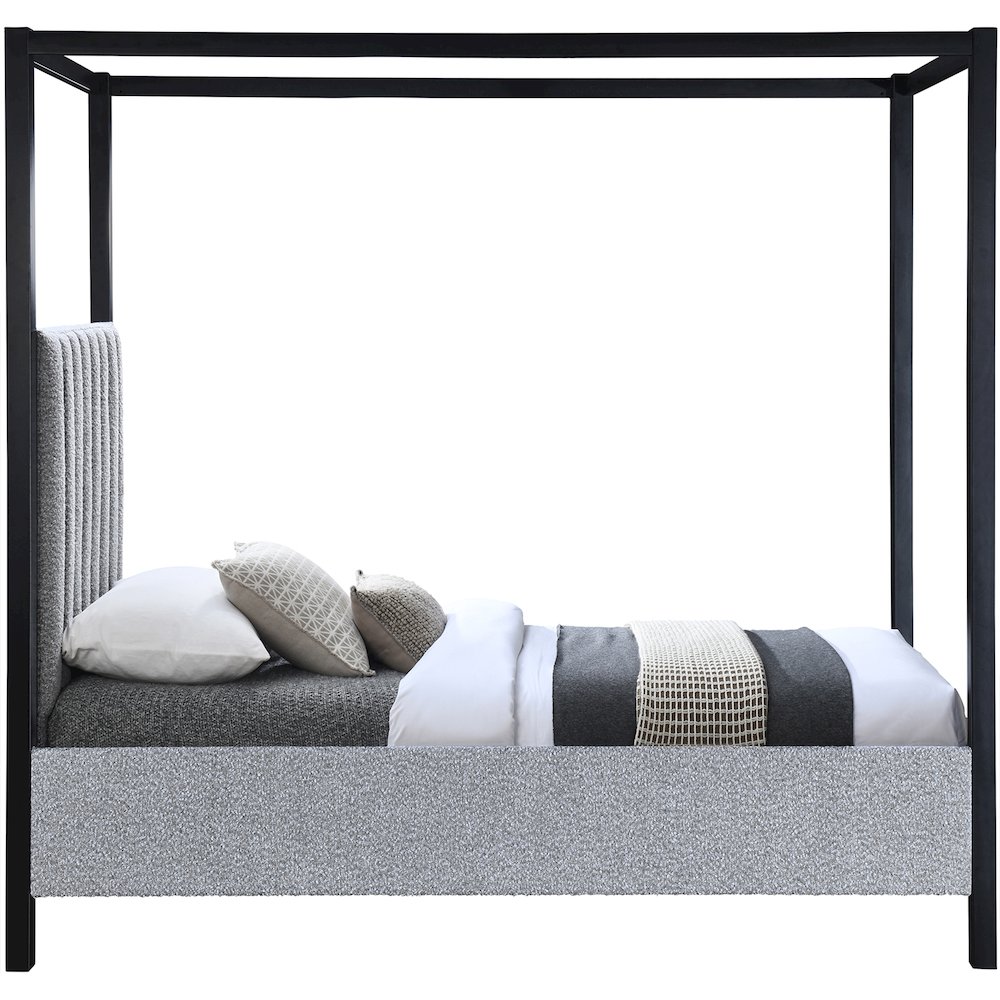 Kelly Grey Boucle Fabric Twin Bed. Picture 3