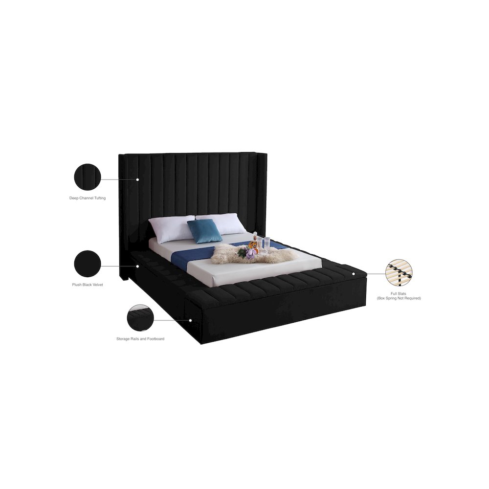 Kiki Black Velvet Full Bed. Picture 9