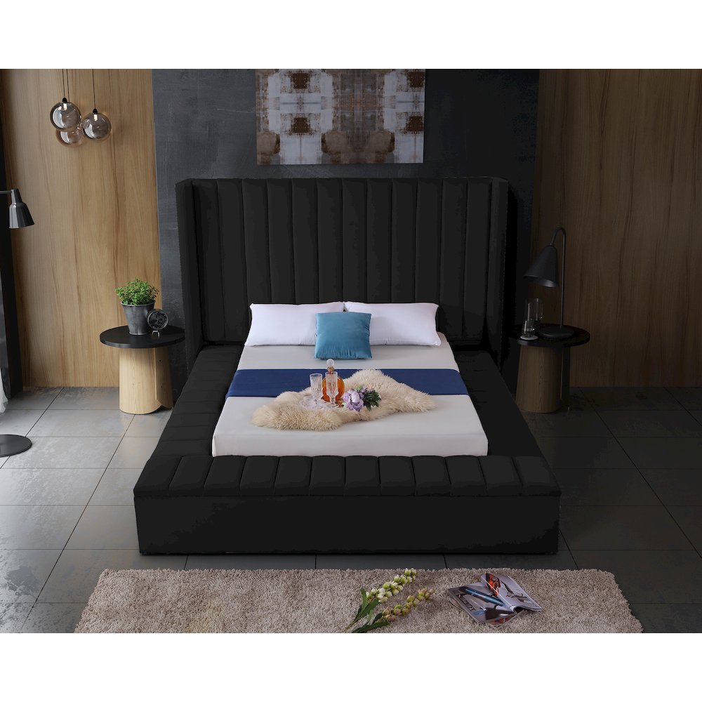 Kiki Black Velvet King Bed. Picture 5