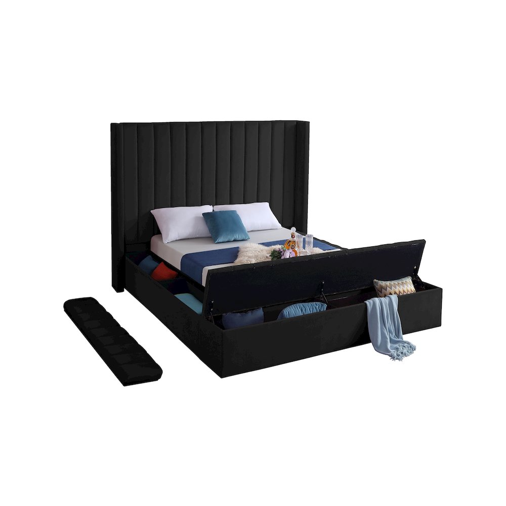 Kiki Black Velvet King Bed. Picture 6