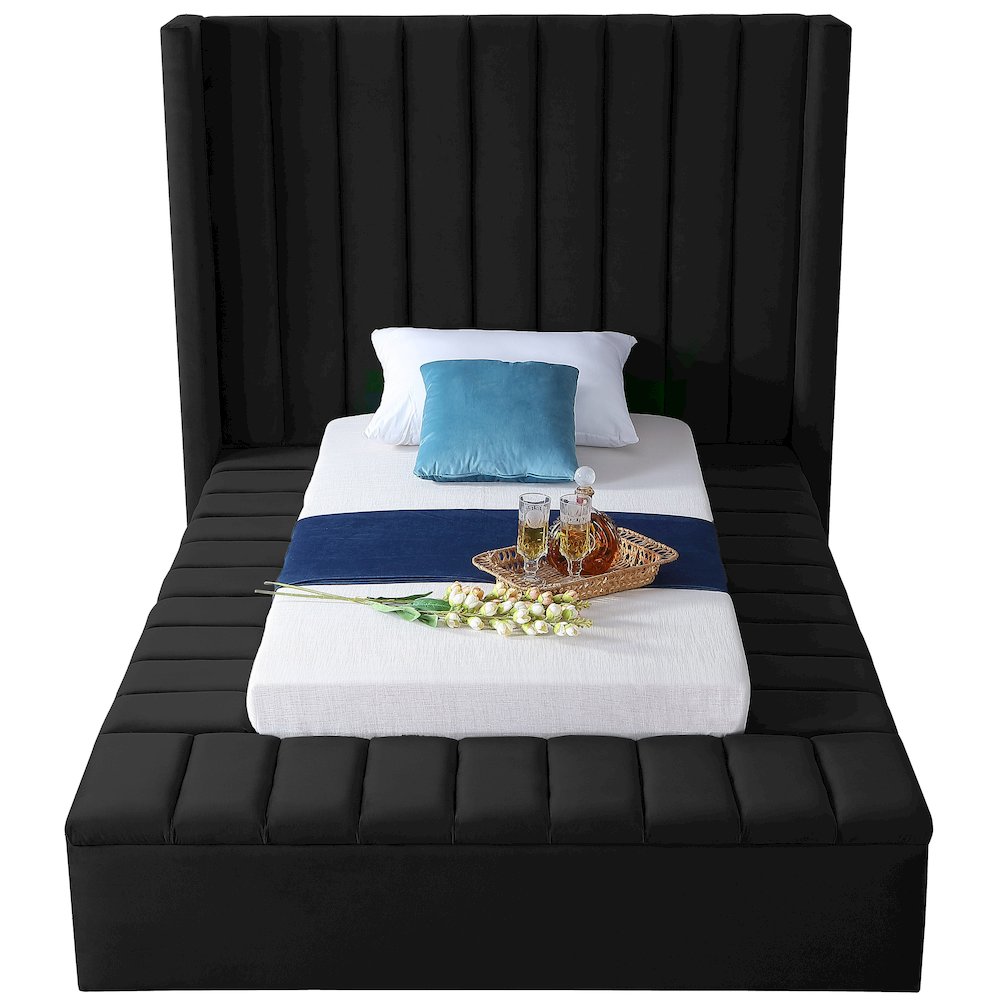 Kiki Black Velvet Twin Bed. Picture 4