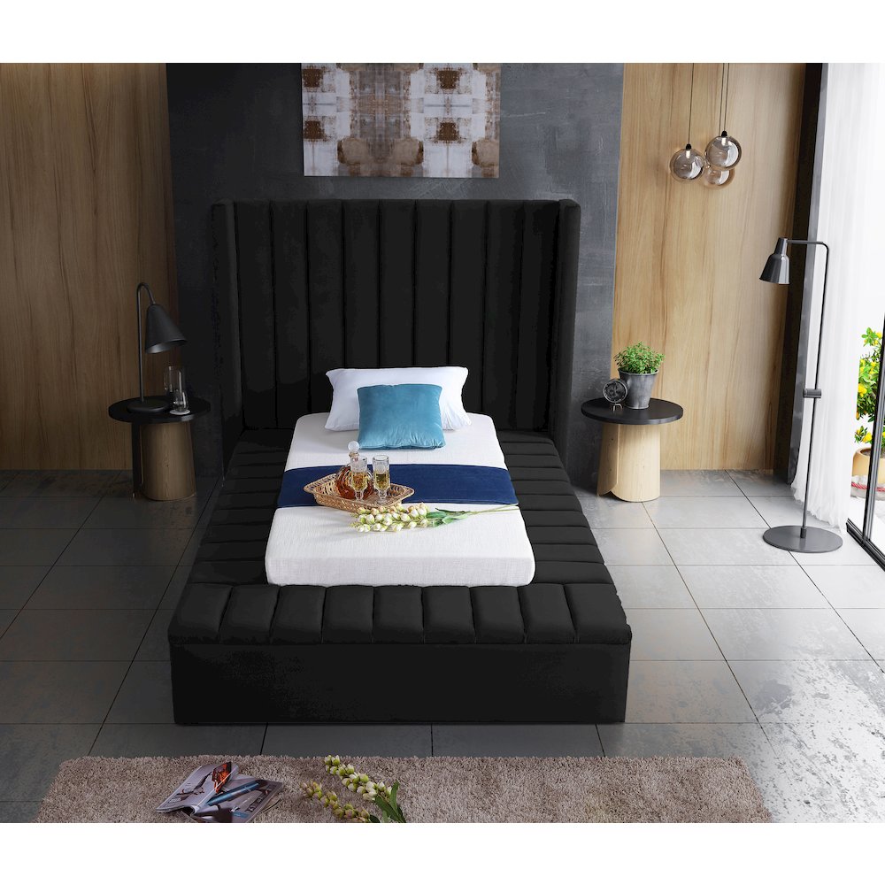 Kiki Black Velvet Twin Bed. Picture 5