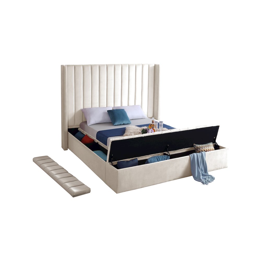 Kiki Cream Velvet Full Bed. Picture 6