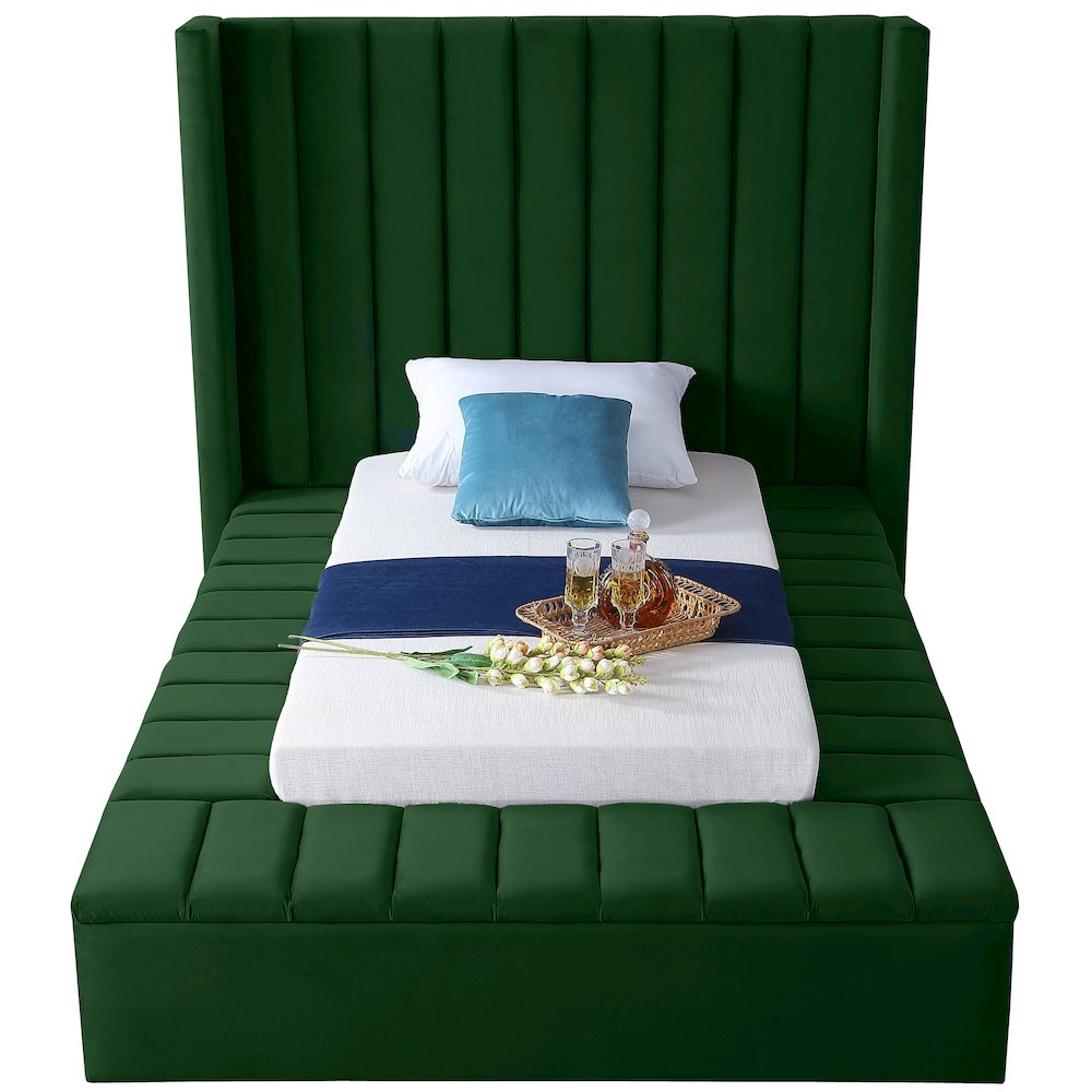 Kiki Green Velvet Twin Bed. Picture 4
