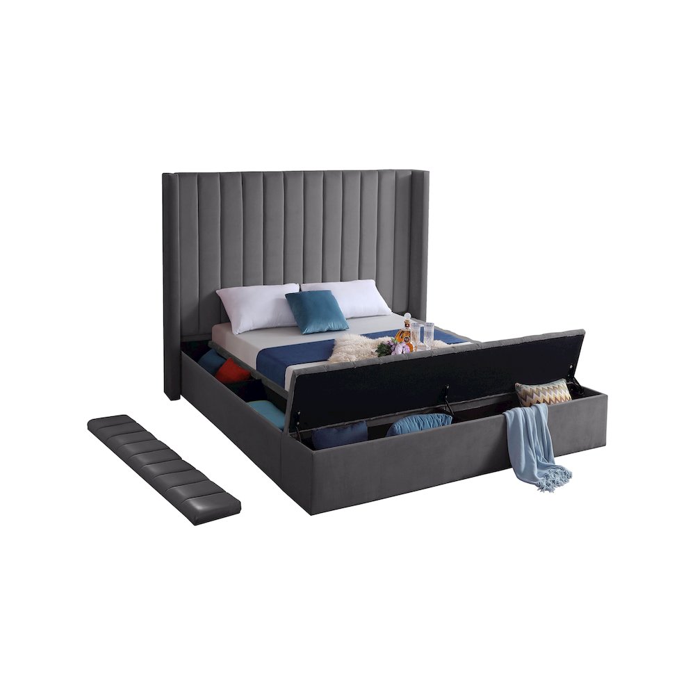 Kiki Grey Velvet Queen Bed. Picture 6