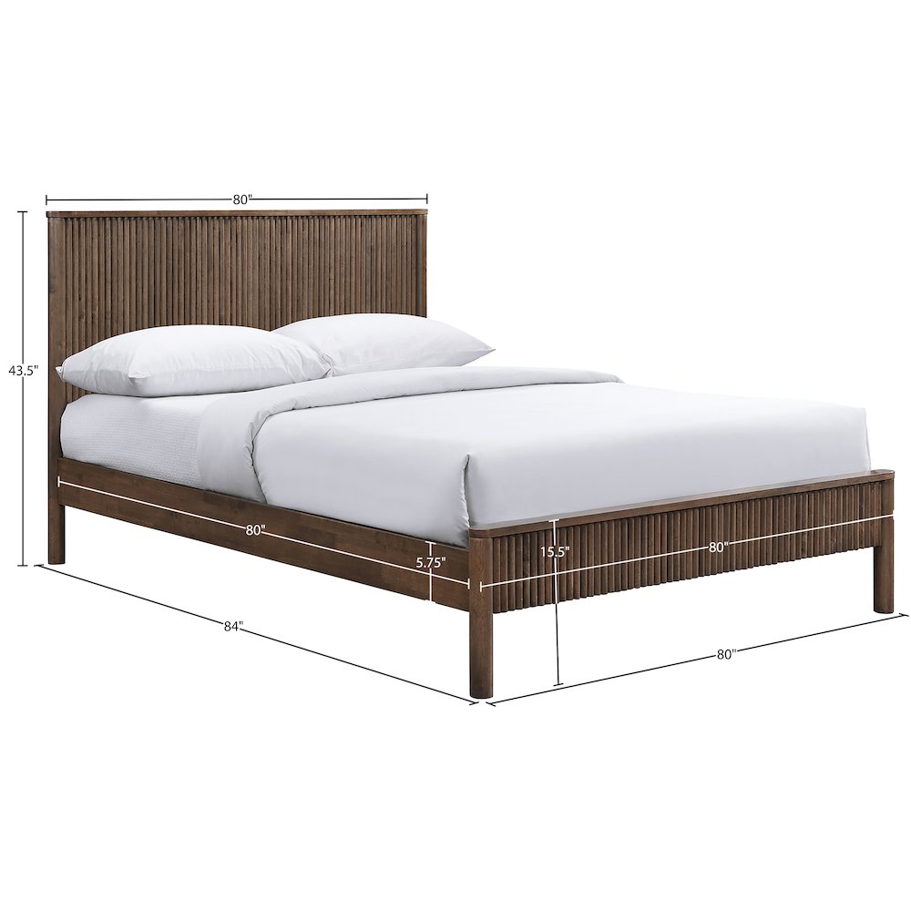 Kivo Walnut Solid Wood King Bed. Picture 5
