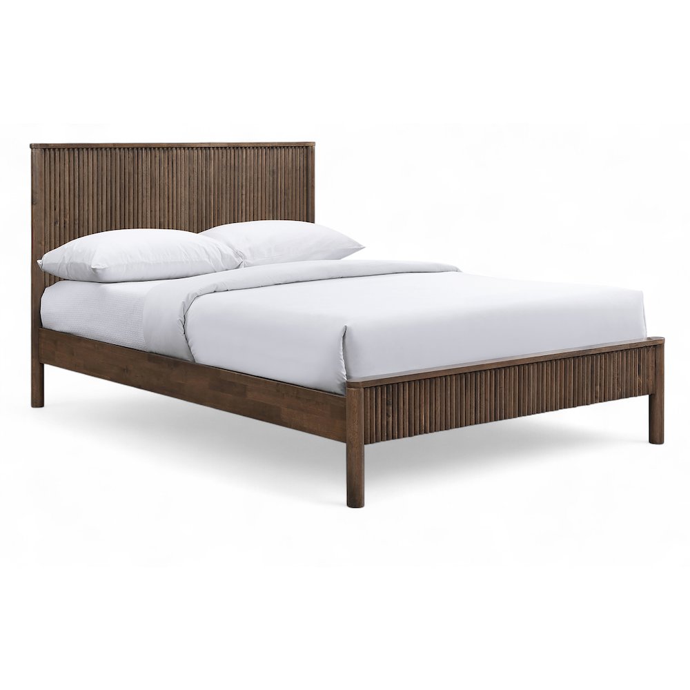 Kivo Walnut Solid Wood King Bed. Picture 1