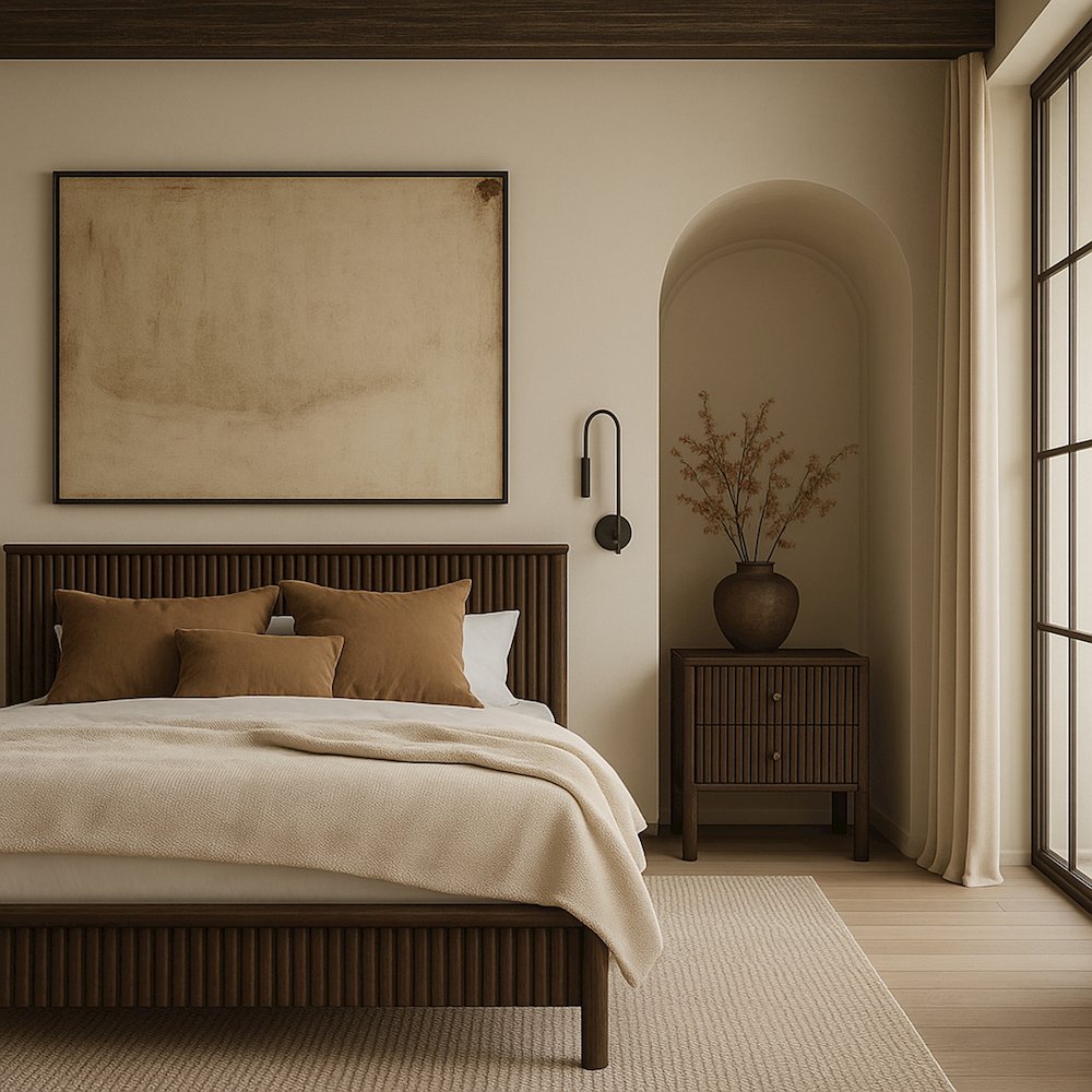 Kivo Walnut Solid Wood King Bed. Picture 7