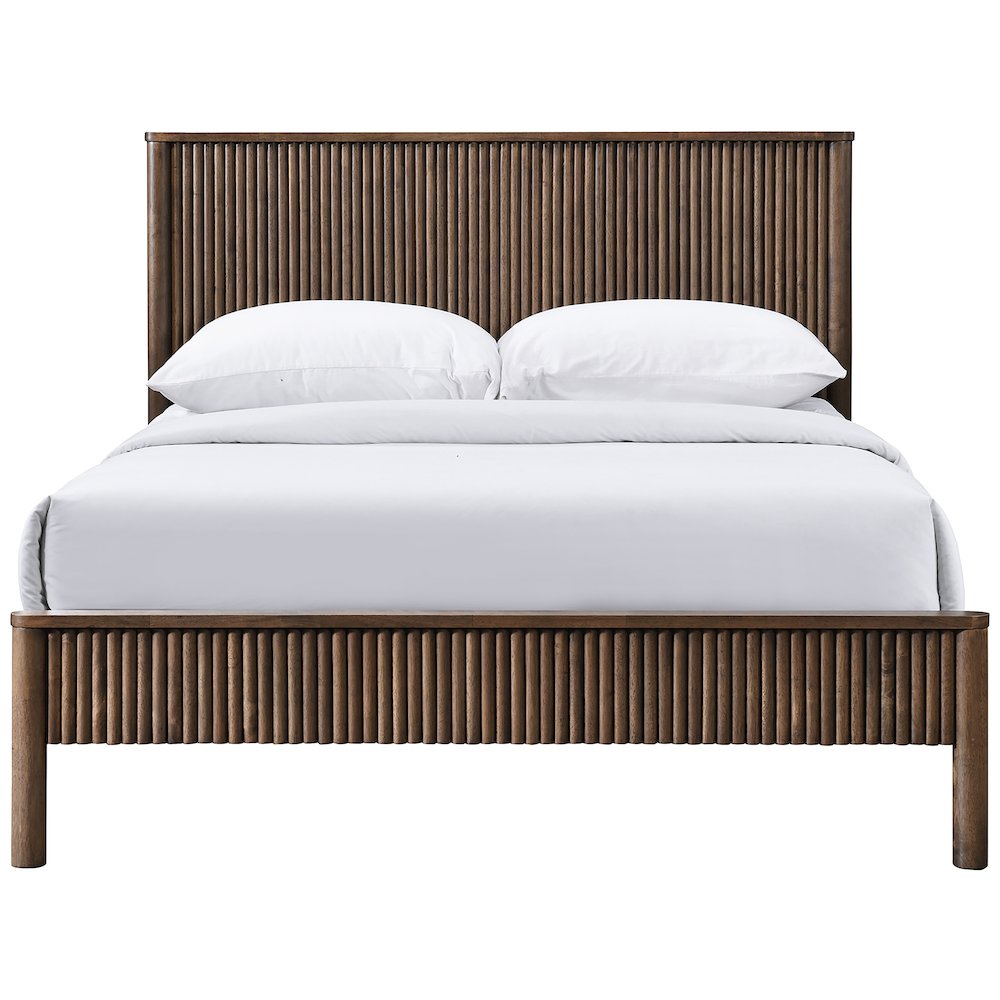 Kivo Walnut Solid Wood King Bed. Picture 2