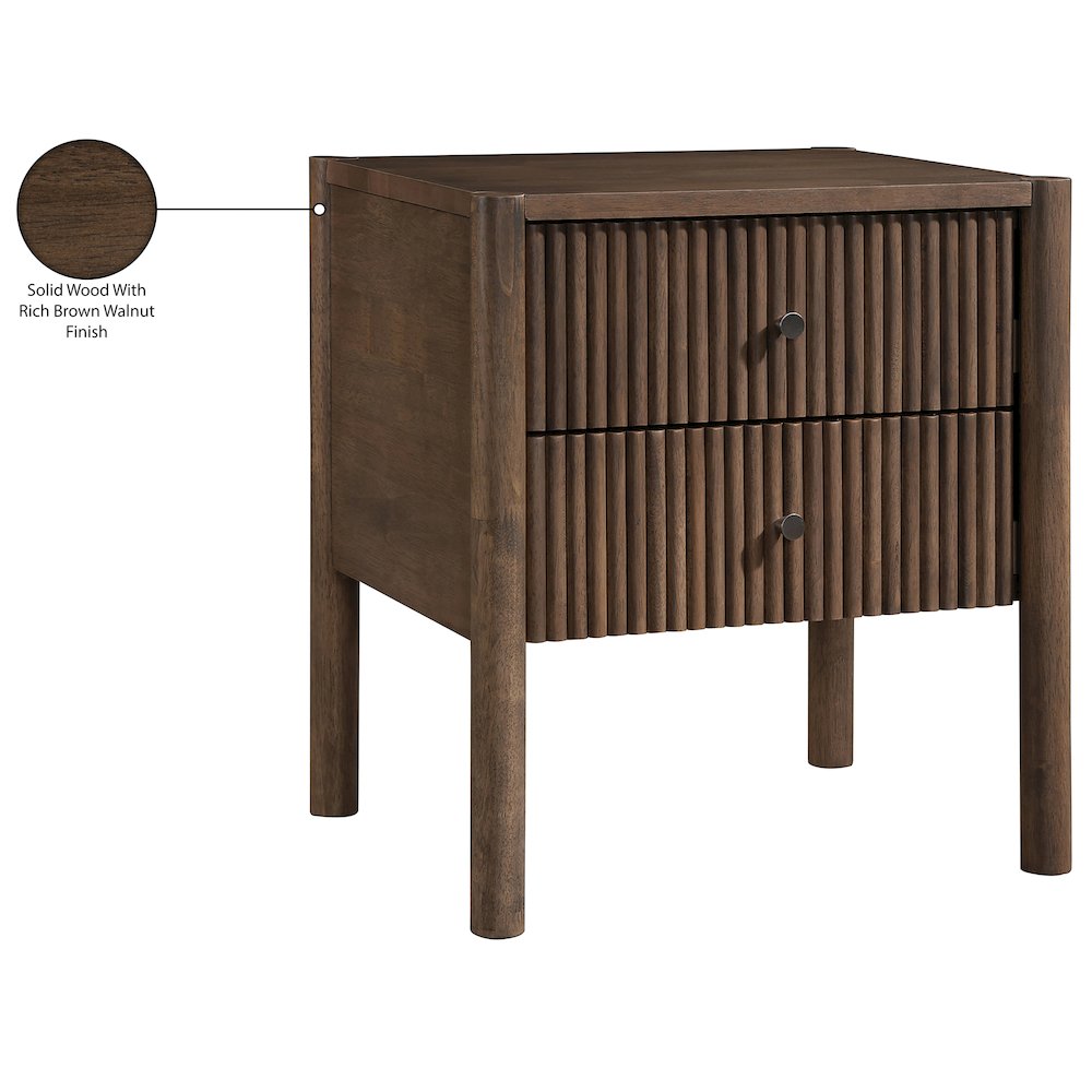 Kivo Walnut Solid Wood Nightstand. Picture 12